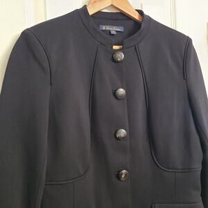 Brooks Brothers Fitted Ponte Nehru Jacket Womens Button Up Blazer Black Size 8